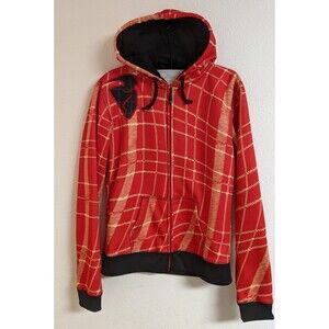 THOR Red/Tan Full Zip Hooded Motocross Racing Sweatshirt Medium